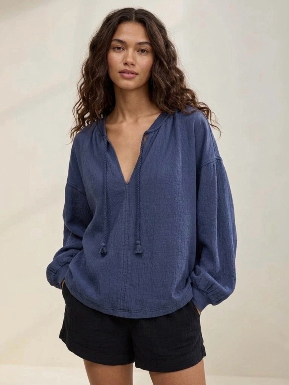 NWT Aerie Easy Street Oversized Sweatshirt Pullover Navy Blue Size XXS